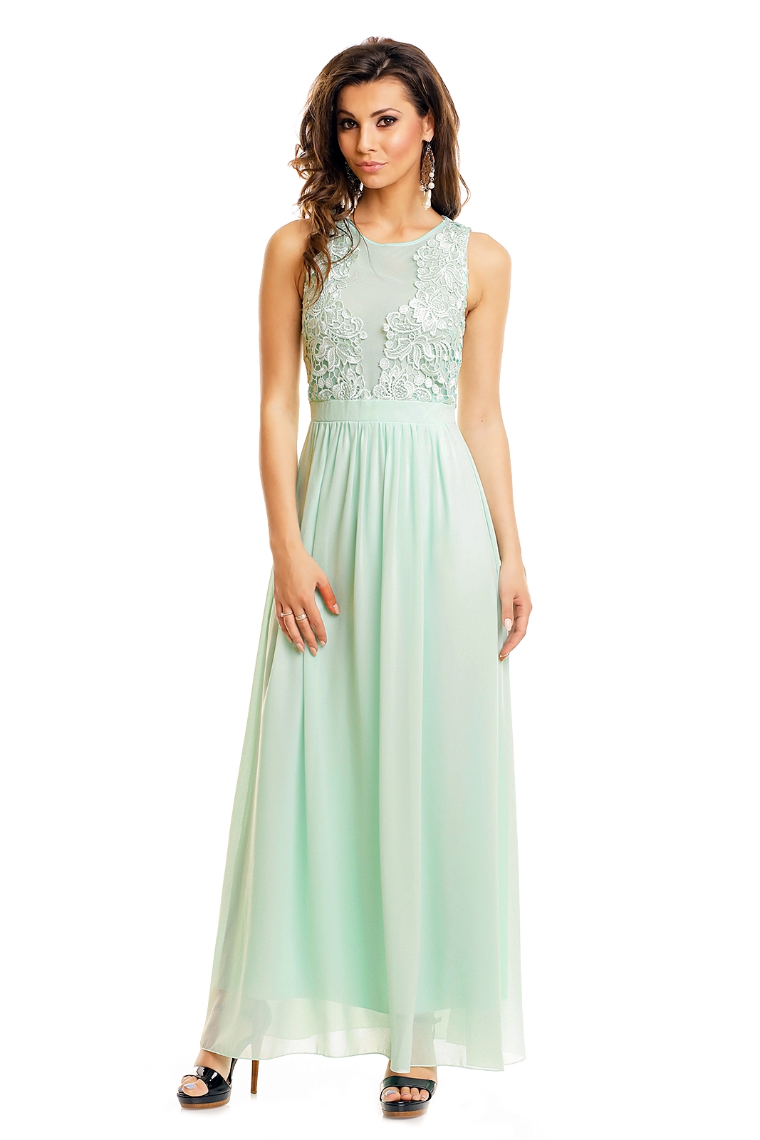 langes Abendkleid rückenfrei mit Häkel Spitze langes Abendkleid rückenfrei mit Häkel Spitze